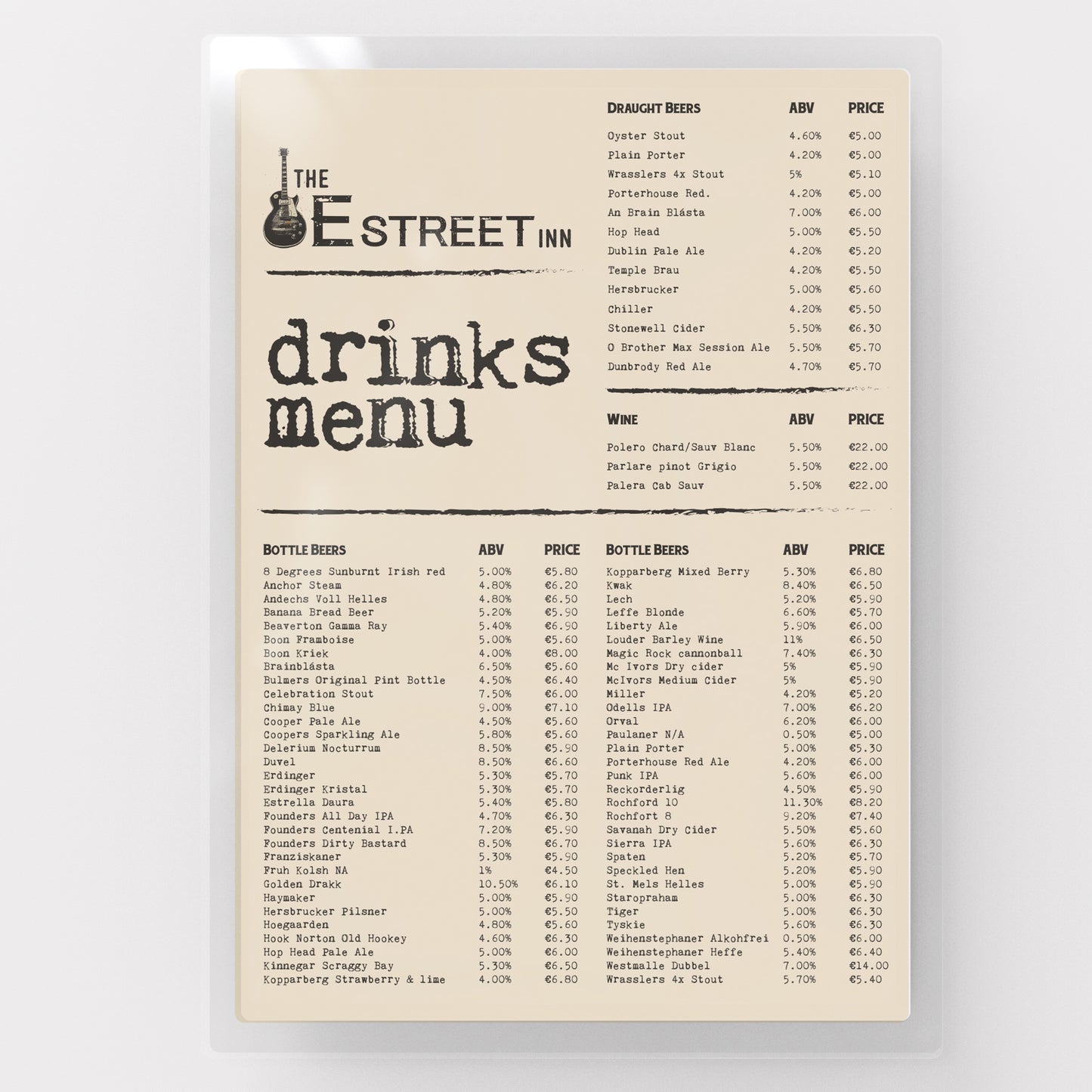 Menus Laminated in Ecapsulation